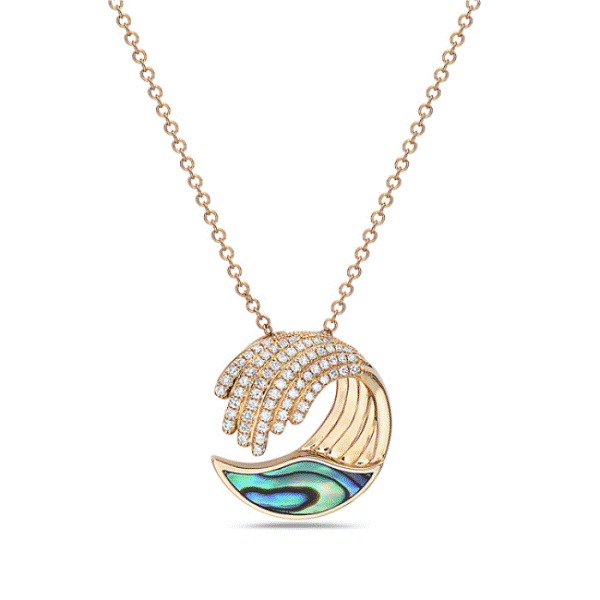 14k Yellow Gold Abalone Wave Pendant Dickinson Jewelers Dunkirk, MD