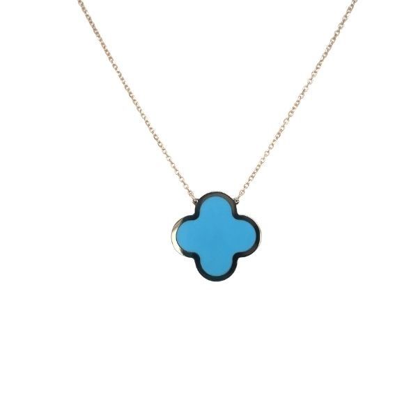 14k Yellow Gold Turquoise Clover Necklace Dickinson Jewelers Dunkirk, MD