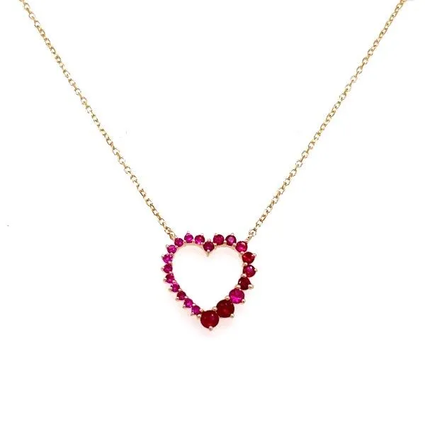 14k Yellow Gold Ruby Heart Necklace 002-235-00297 Dickinson