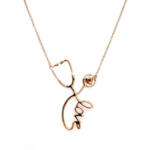 14k Yellow Gold Stethoscope Necklace 002-235-00298 Dickinson
