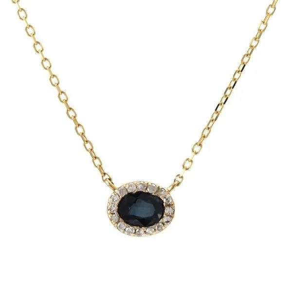 14k Yellow Gold Sapphire Halo Necklace Dickinson Jewelers Dunkirk, MD