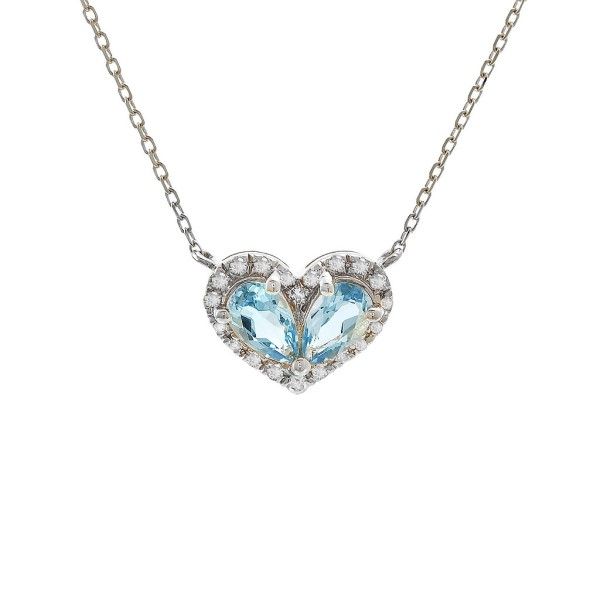 Sterling Silver Blue Topaz Heart Necklace Dickinson Jewelers Dunkirk, MD