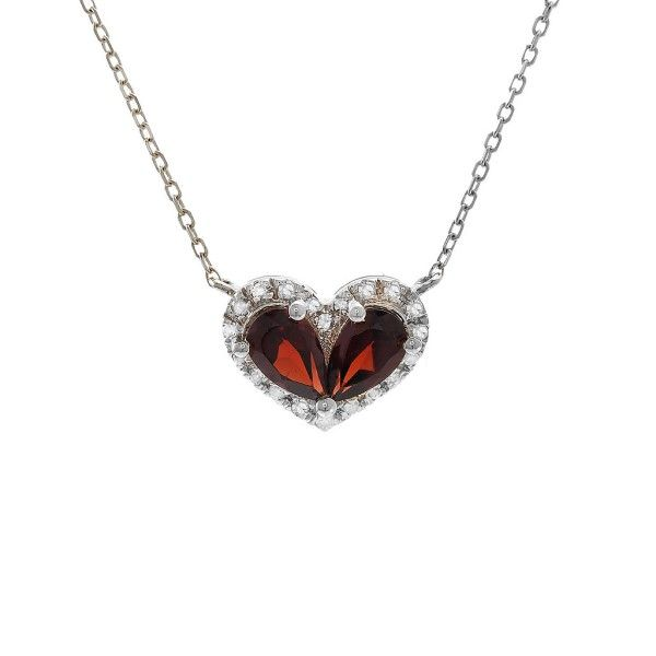 Sterling Silver Garnet Heart Necklace Dickinson Jewelers Dunkirk, MD