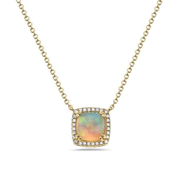 14k Yellow Gold Opal Halo Necklace Dickinson Jewelers Dunkirk, MD