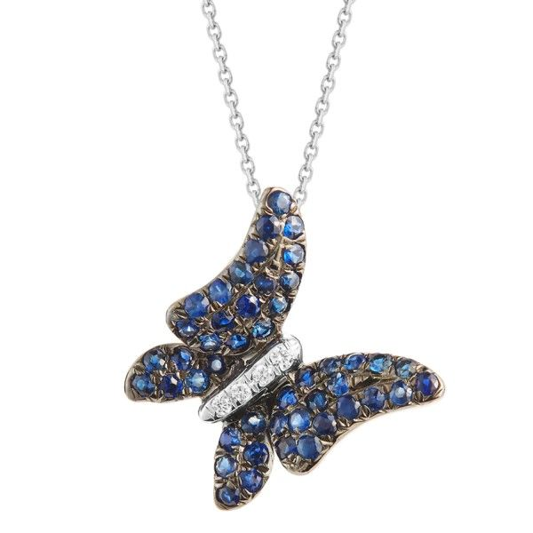 14k White Gold Sapphire Butterfly Necklace Dickinson Jewelers Dunkirk, MD