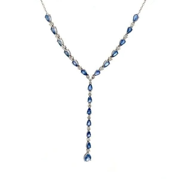 14 Karat White Diamond and Sapphire "Y" Necklace Dickinson Jewelers Dunkirk, MD