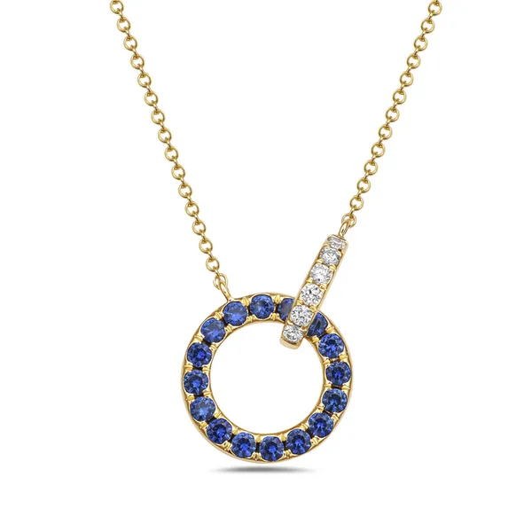14Kt Yellow Diamond and Sapphire Open Circle Necklace Dickinson Jewelers Dunkirk, MD
