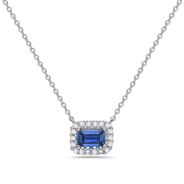 14Kt White Sapphire Halo Center Necklace Dickinson Jewelers Dunkirk, MD
