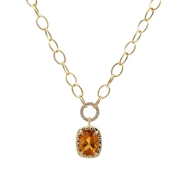 14 Karat Yellow Gold Citrine Dangle Pendant Necklace Dickinson Jewelers Dunkirk, MD