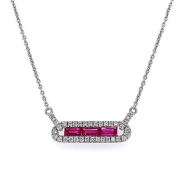 14k White Gold Ruby Bar Necklace Dickinson Jewelers Dunkirk, MD