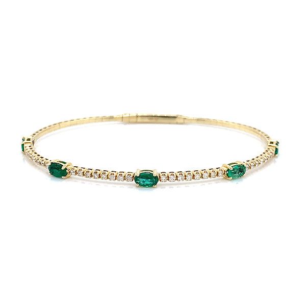 14k Yellow Gold Emerald Bangle Bracelet Dickinson Jewelers Dunkirk, MD