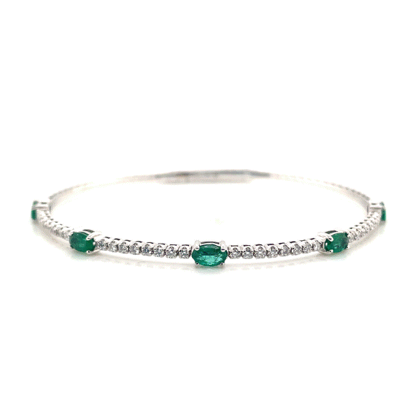 14k White Gold Emerald Bangle Bracelet Dickinson Jewelers Dunkirk, MD