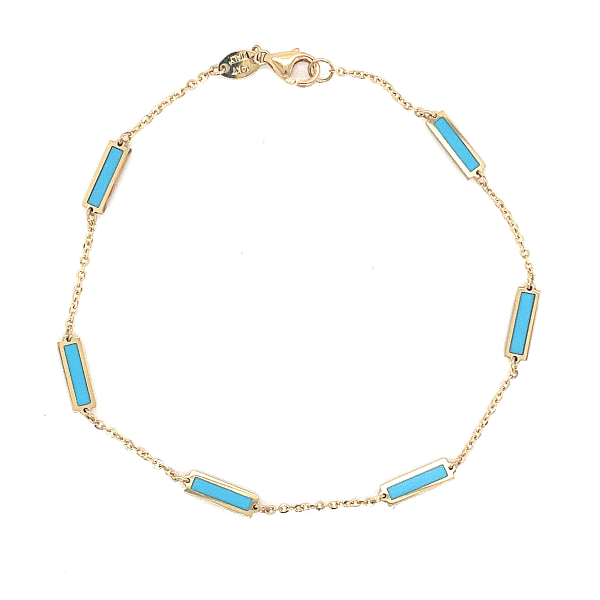 14k Yellow Gold Turquoise Bracelet Dickinson Jewelers Dunkirk, MD
