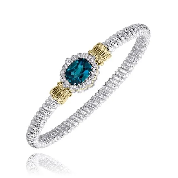 14Kt Yellow Gold and Sterling Silver London Blue Topaz Closed Bracelet Dickinson Jewelers Dunkirk, MD