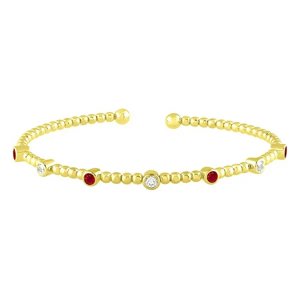 10K Yellow Gold Diamond and Ruby Alternating Flex Bangle Dickinson Jewelers Dunkirk, MD
