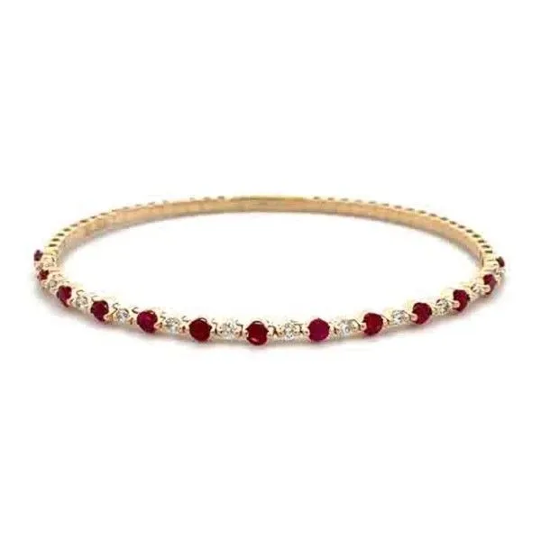 14Kt Yellow Diamond and Ruby Alternating Flex Bangle Bracelet Dickinson Jewelers Dunkirk, MD