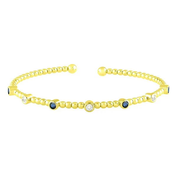 10Kt Yellow Diamond and Sapphire Alternating Flex Bangle Bracelet Dickinson Jewelers Dunkirk, MD