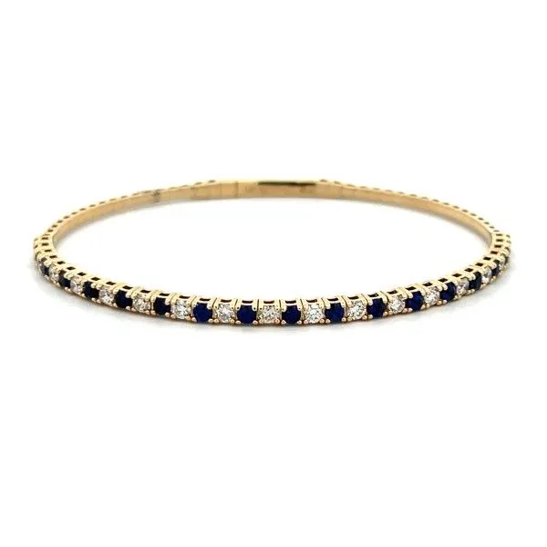 14K Yellow Gold Sapphire and Diamond Flexible Bangle Bracelet Dickinson Jewelers Dunkirk, MD
