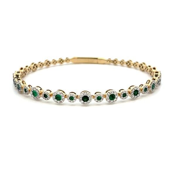 14K Yellow Emerald and White Diamond Flexible Bangle Bracelet Dickinson Jewelers Dunkirk, MD