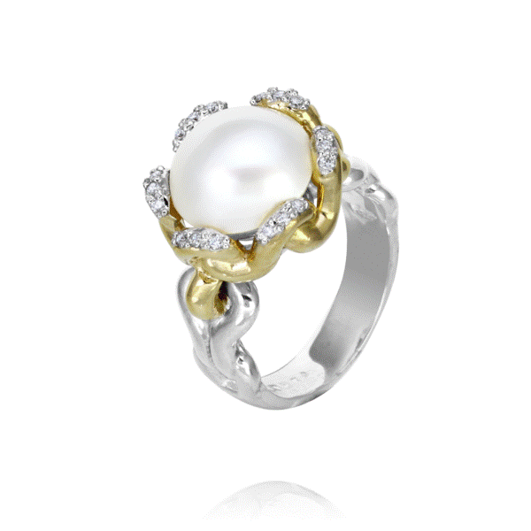 14k Yellow Gold and Sterling Silver Pearl Ring Dickinson Jewelers Dunkirk, MD