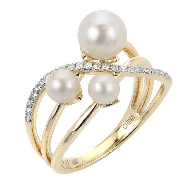 14k Yellow Gold Pearl and Diamond Ring Dickinson Jewelers Dunkirk, MD