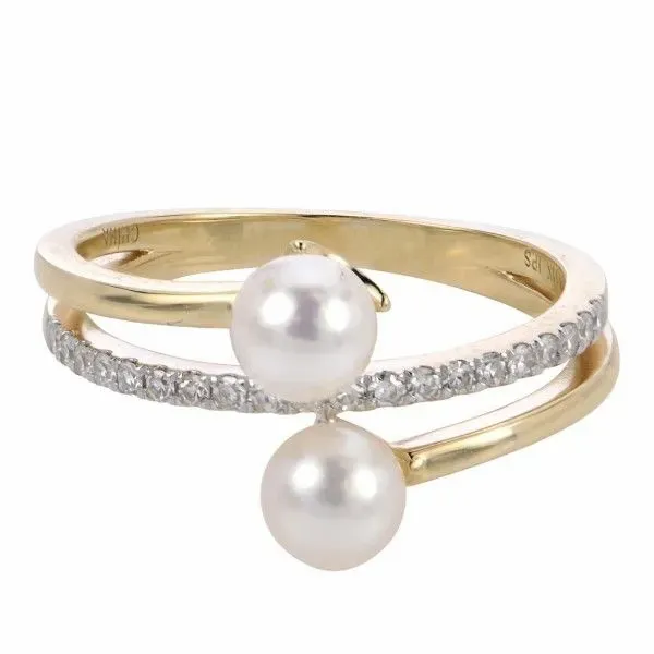 14k Yellow Gold Pearl and Diamond Ring Dickinson Jewelers Dunkirk, MD