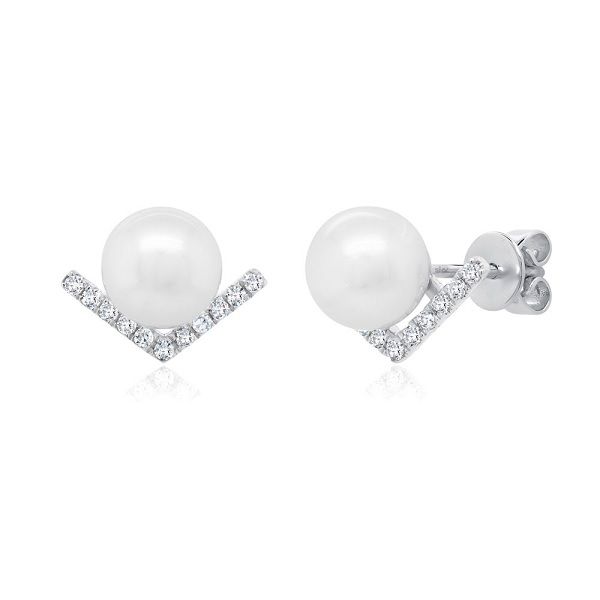14k Freshwater Pearl And Diamond Stud Earrings Dickinson Jewelers Dunkirk, MD