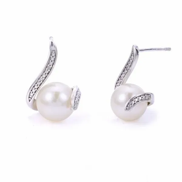 Sterling Silver Diamond Pearl Earrings Dickinson Jewelers Dunkirk, MD