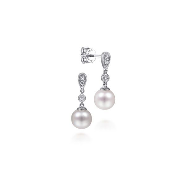 14k White Gold Pearl Drop Earrings Dickinson Jewelers Dunkirk, MD