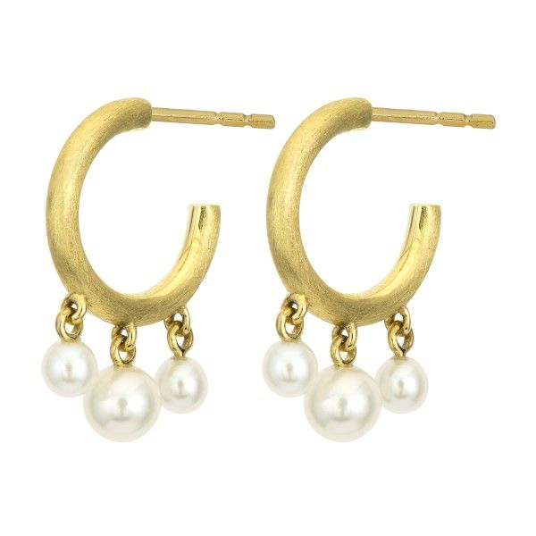 18k Yellow Gold Pearl Hoop Earrings Dickinson Jewelers Dunkirk, MD