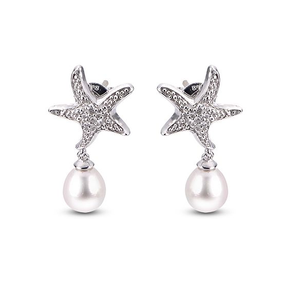 Sterling Silver Pearl And White Topaz Starfish Earrings Dickinson Jewelers Dunkirk, MD