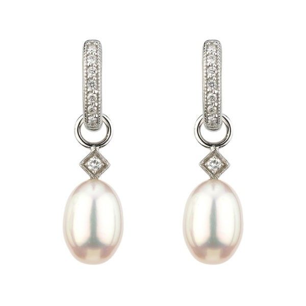 18k White Gold Pearl Earring Charms Dickinson Jewelers Dunkirk, MD