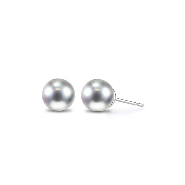 14k White Gold 5mm Akoya Pearl Stud Earrings Dickinson Jewelers Dunkirk, MD