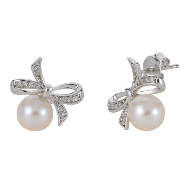 Sterling Silver Pearl Bow Post Earrings Dickinson Jewelers Dunkirk, MD