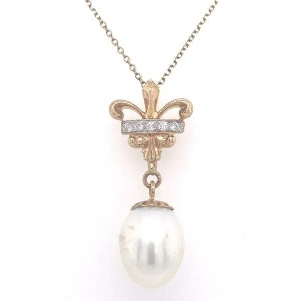 14K Yellow Gold Pearl Drop Pendant Dickinson Jewelers Dunkirk, MD