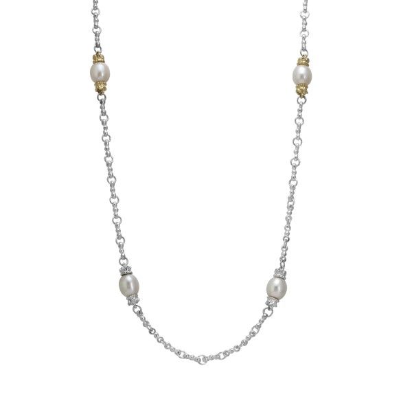 14k Yellow Gold and Sterling Silver Freshwater Pearl Necklace Dickinson Jewelers Dunkirk, MD