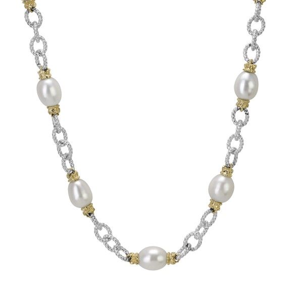 14k Yellow Gold and Sterling Silver Freshwater Pearl Necklace Dickinson Jewelers Dunkirk, MD
