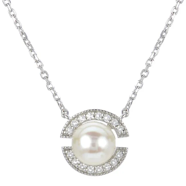 Sterling Silver Freshwater Pearl and White Topaz Pendant Dickinson Jewelers Dunkirk, MD