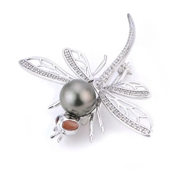 Sterling Silver Tahitian Pearl Dragonfly Brooch Dickinson Jewelers Dunkirk, MD