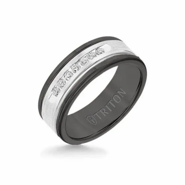 Diamonds In 14k White Gold Insert And Black Tungsten Carbide Band Dickinson Jewelers Dunkirk, MD