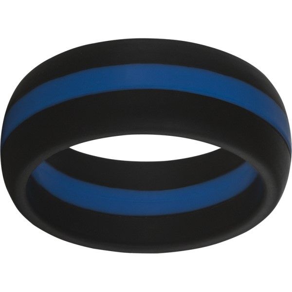 Black-Blue Line TruBand Silicone™ Domed Band Dickinson Jewelers Dunkirk, MD