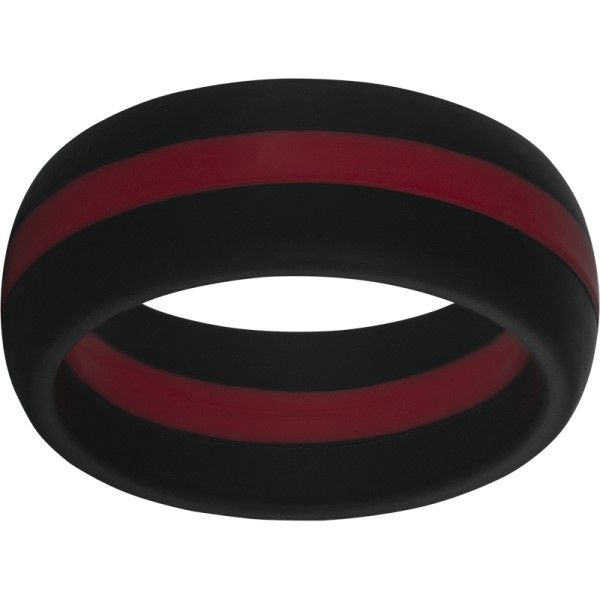 Black-Red Line TruBand Silicone™ Domed Band Dickinson Jewelers Dunkirk, MD