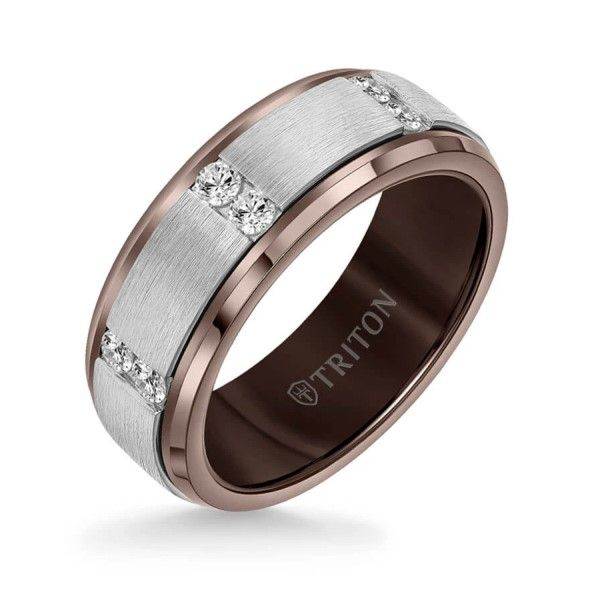 Silver Satin Finish Vertical Channel Set Diamond Tungsten Band Dickinson Jewelers Dunkirk, MD