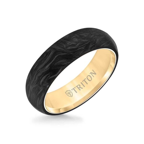 14k Yellow Gold And Forged Carbon Band Dickinson Jewelers Dunkirk, MD