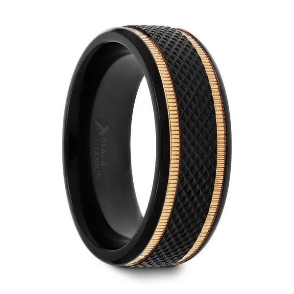 Black Titanium Diamond Pattern Wedding Band Dickinson Jewelers Dunkirk, MD