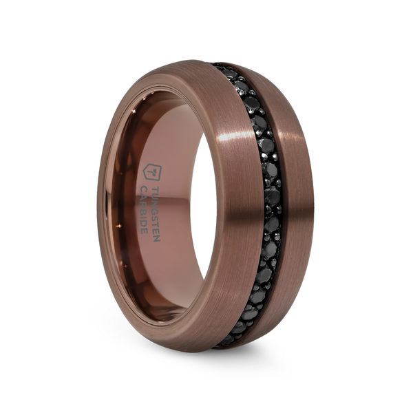 Espresso Tungsten Carbide Men's Wedding Band with Black Sapphires Dickinson Jewelers Dunkirk, MD