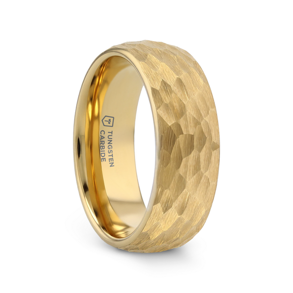Domed Hammered Gold Plated Tungsten Men's Wedding Band Dickinson Jewelers Dunkirk, MD