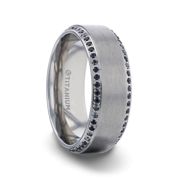 Titanium Men's Wedding Band with Black Sapphire Dickinson Jewelers Dunkirk, MD