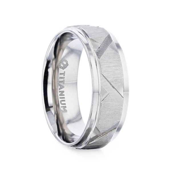 Titanium Men's Wedding Ring with Etch and Cuts Dickinson Jewelers Dunkirk, MD