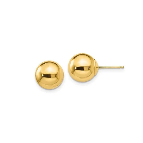 14k Yellow Gold Polished 9mm Ball Post Earrings Dickinson Jewelers Dunkirk, MD